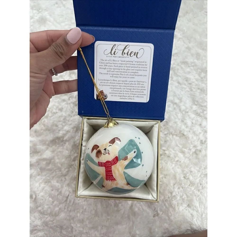 Li Bien Pier 1 Imports Christmas Ornament Let it Snow 2018 Dog Tree New In Box